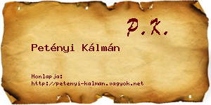 Petényi Kálmán névjegykártya